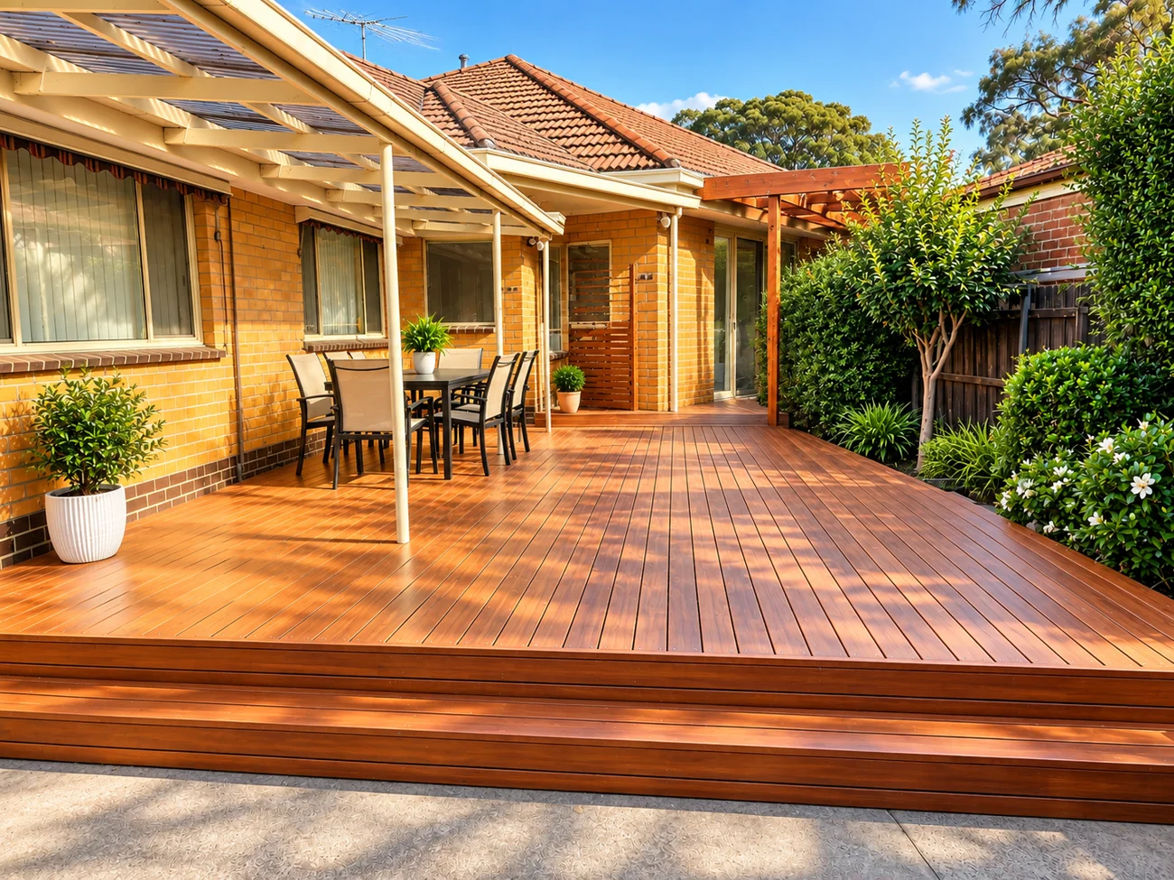Outdoor deck and garden at an Ally Living home