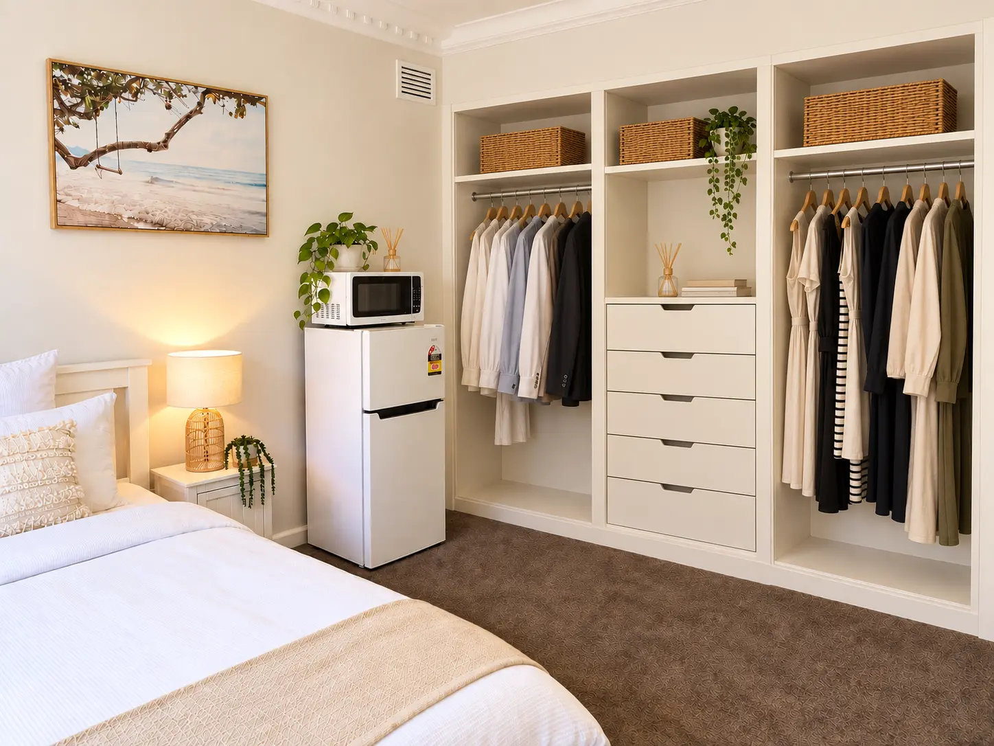 Hampton East Room 1 — built-in wardrobe and storage