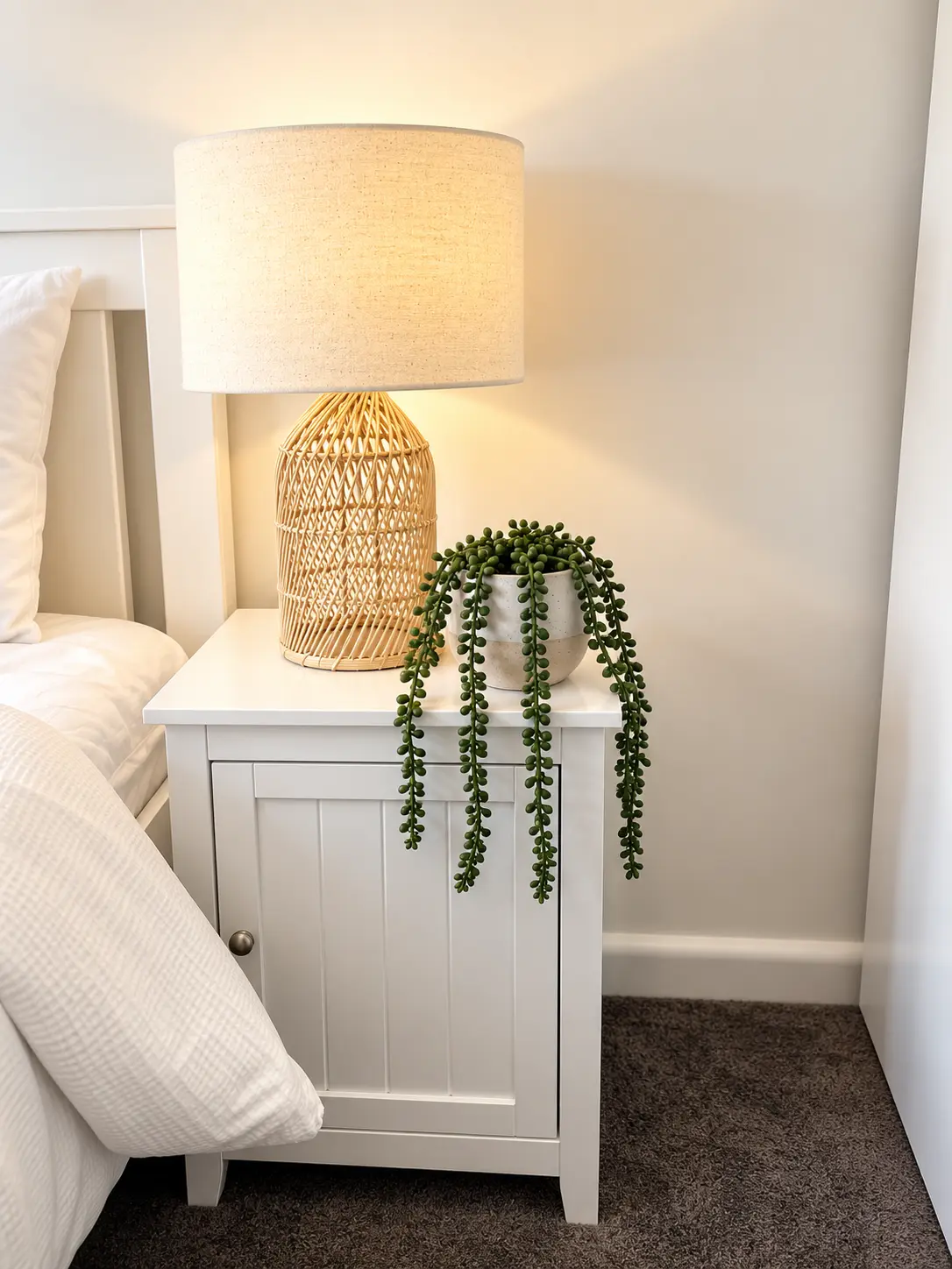 Hampton East Room 1 — bedside table and lamp