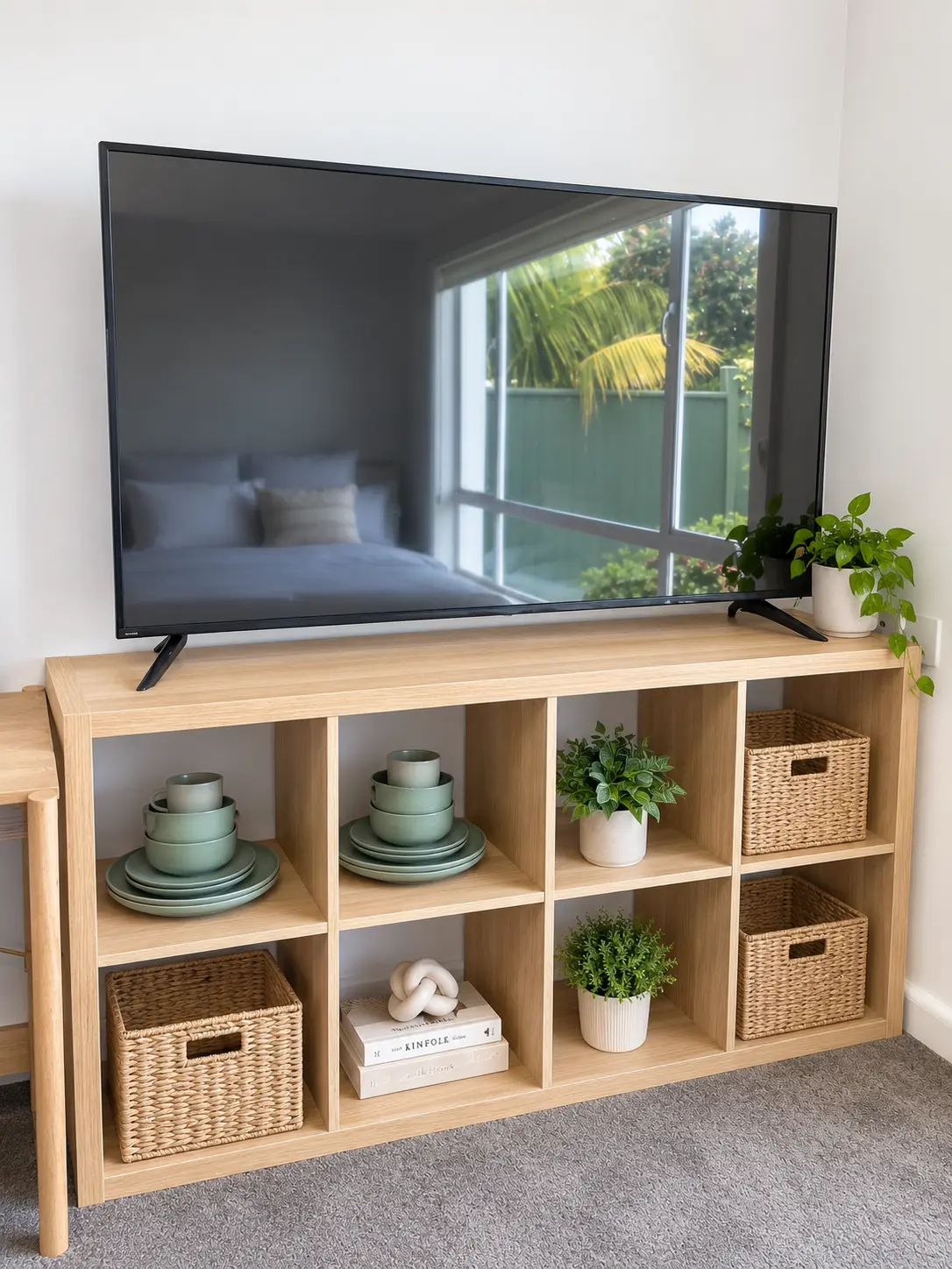Hampton East Room 1 — television and shelving